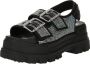 Buffalo Stijlvolle Grijze Platte Sandalen Black Dames - Thumbnail 4