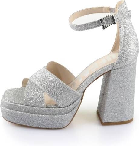 Buffalo Sandalen van leer met blokhak model 'MAY'