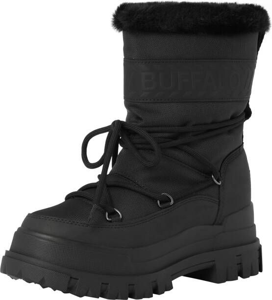 Buffalo Vegan Rubber Nylon Dameslaarzen Black Dames