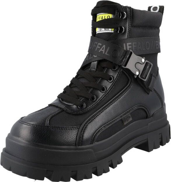 BUFFALO Veterboots 'ASPHA COM1 LACEUP MID' lichtgroen zwart wit