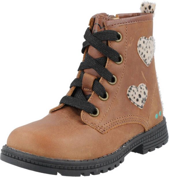 BunniesJR Bunnies JR Thijs Trots Meisjes Biker Boots Bruin Leer Veters - Foto 3