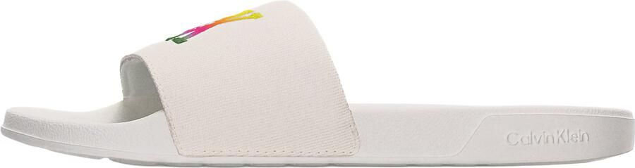 Calvin Klein Muiltjes 'Ombre Logo Strap' lichtgeel groen pink wit