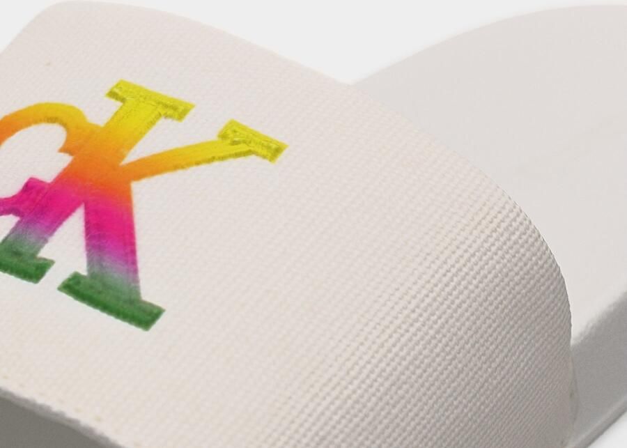 Calvin Klein Muiltjes 'Ombre Logo Strap' lichtgeel groen pink wit - Foto 3
