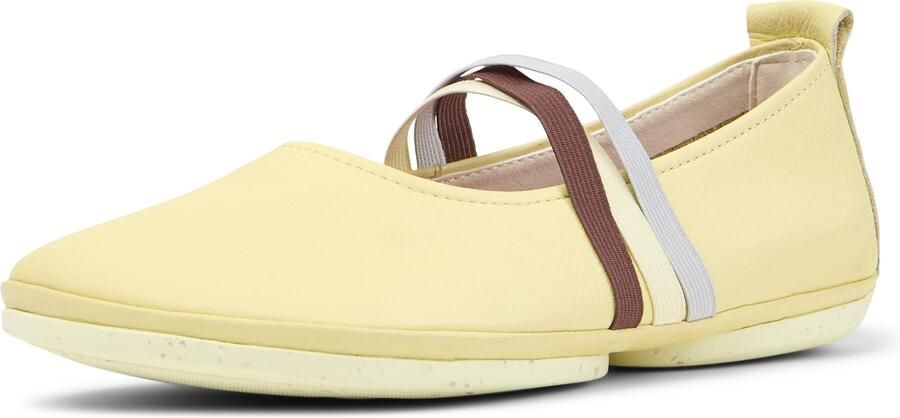 CAMPER Ballerina met riempjes 'Right Nina' pasteelgeel lichtgrijs bordeaux