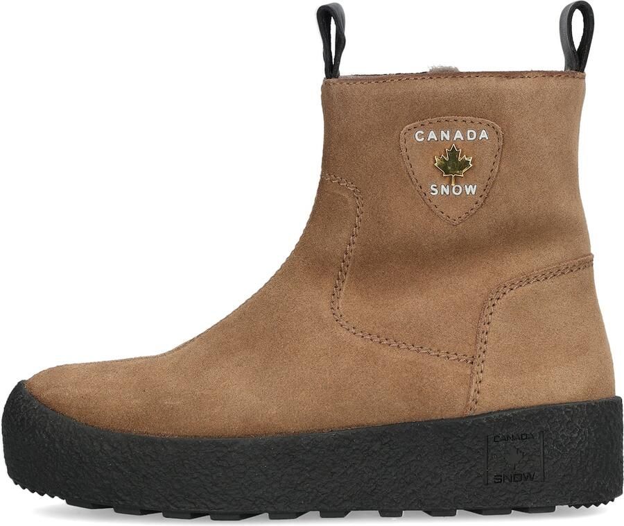 CANADA SNOW Enkellaarsjes 'Quebec' bruin lichtbruin wit
