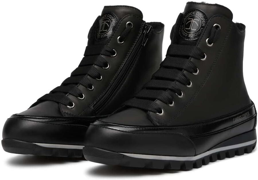 Candice Cooper Leather ankle sneaker Janis Strip Plus Chic FUR Black Dames - Foto 6