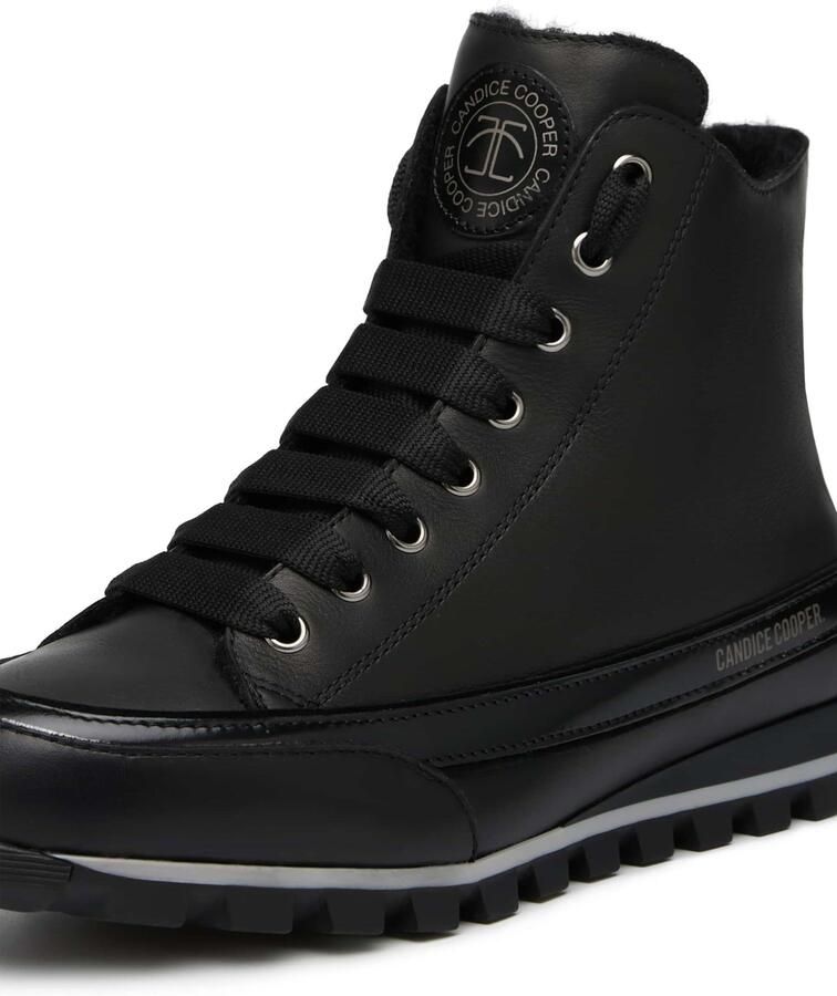 Candice Cooper Leather ankle sneaker Janis Strip Plus Chic FUR Black Dames - Foto 2