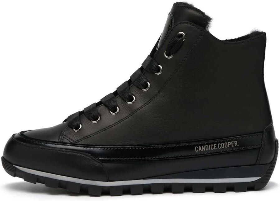 Candice Cooper Leather ankle sneaker Janis Strip Plus Chic FUR Black Dames - Foto 5