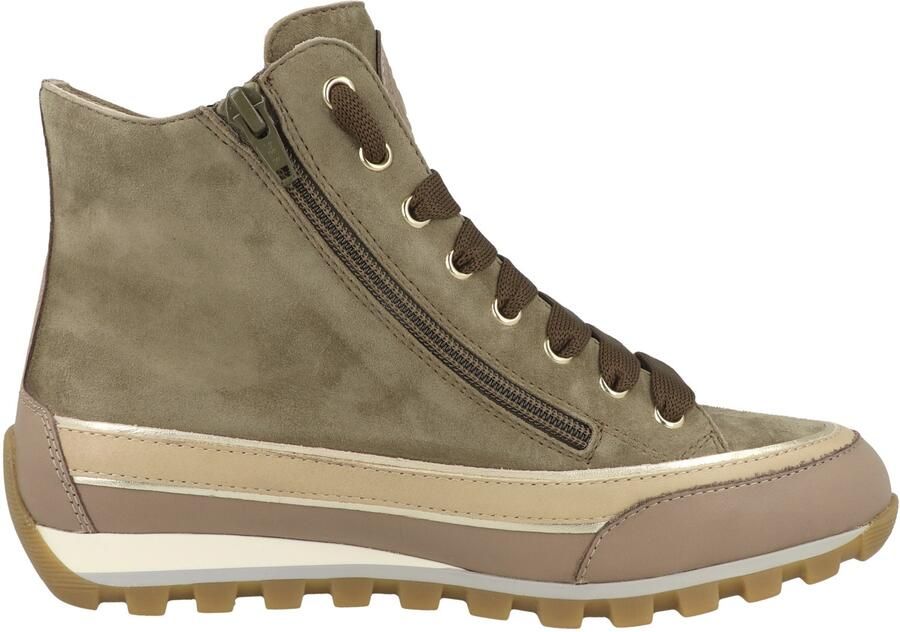 Candice Cooper Leather and velour ankle sneakers Janis Strip Plus Chic Green Dames