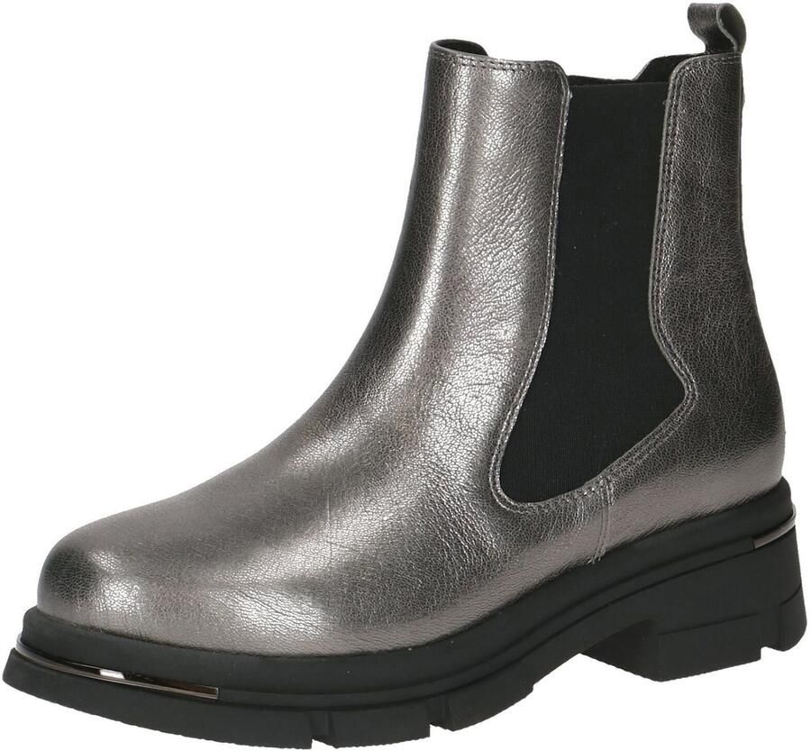 Caprice Chelsea-boots blokhak plateau enkellaarsje in opvallende metallic-uitstraling