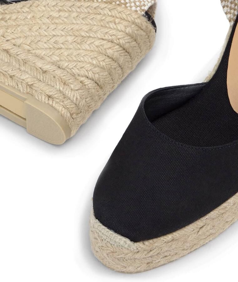 Castañer Carina katoenen espadrilles met striksluiting dubbele zool en 9 cm sleehak. - Foto 5