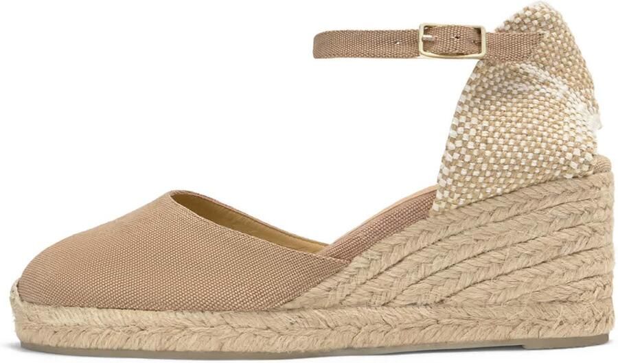 Castañer Hoge Wig Ivoor Espadrilles Sandalen Beige Dames