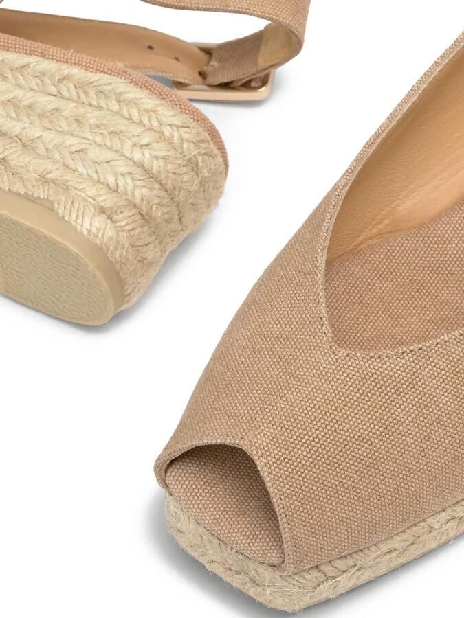 Castañer Canvas Sleehak Espadrilles met Open Neus Beige Dames - Foto 4