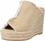 Castañer Canvas Sandalen met Raffia Sleehak Beige Dames - Thumbnail 2