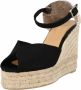 Castañer Zwarte Canvas Platform Wedge Espadrilles Black Dames - Thumbnail 2