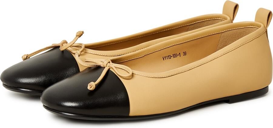 CESARE GASPARI Ballerina beige zwart - Foto 4