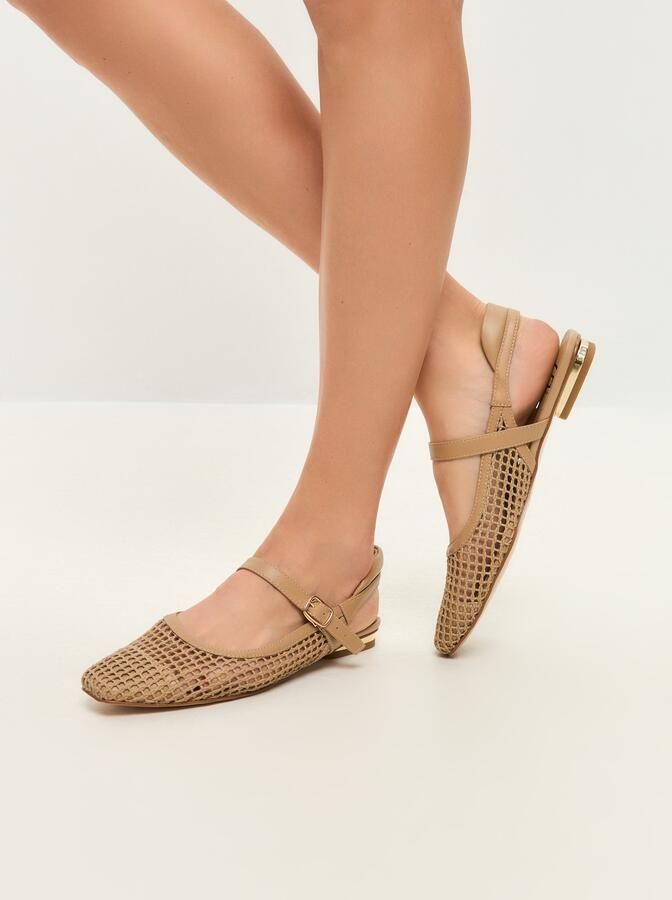 CESARE GASPARI Ballerina met riempjes camel - Foto 2