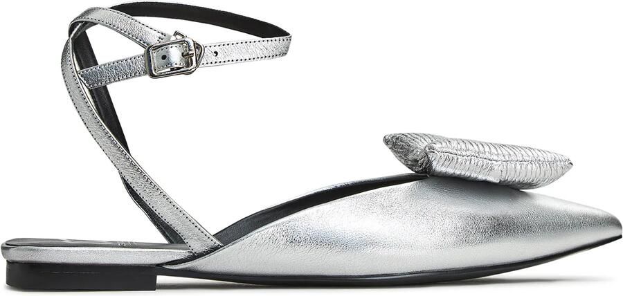 Cesare Gaspari Zilveren Slingback Ballerina Platte Zool Gray Dames - Foto 4
