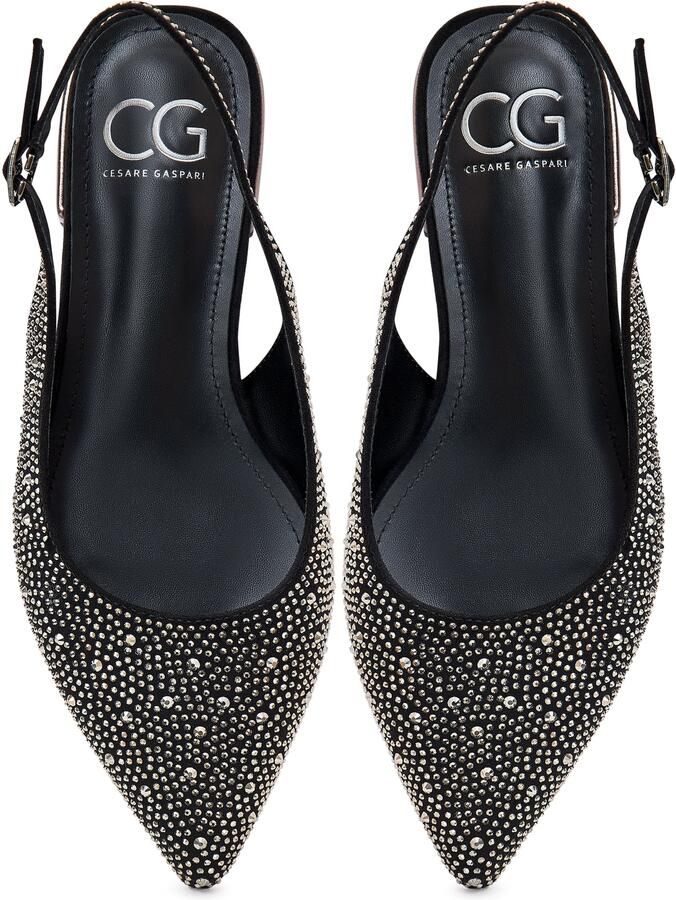 Cesare Gaspari Jewel Slingback Ballet Pumps Black Dames - Foto 2