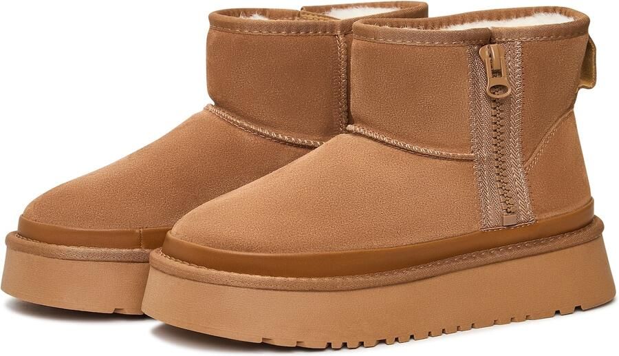 Cesare Gaspari Suede Platform Enkellaarzen Lumi Beige - Foto 6