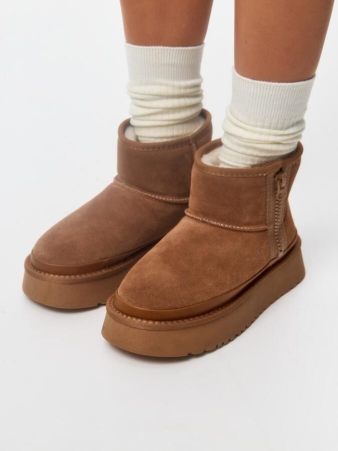 Cesare Gaspari Suede Platform Enkellaarzen Lumi Beige - Foto 5