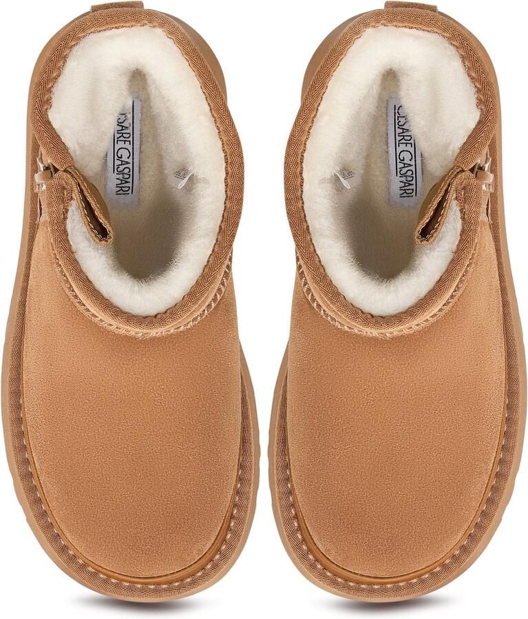 Cesare Gaspari Suede Platform Enkellaarzen Lumi Beige - Foto 2