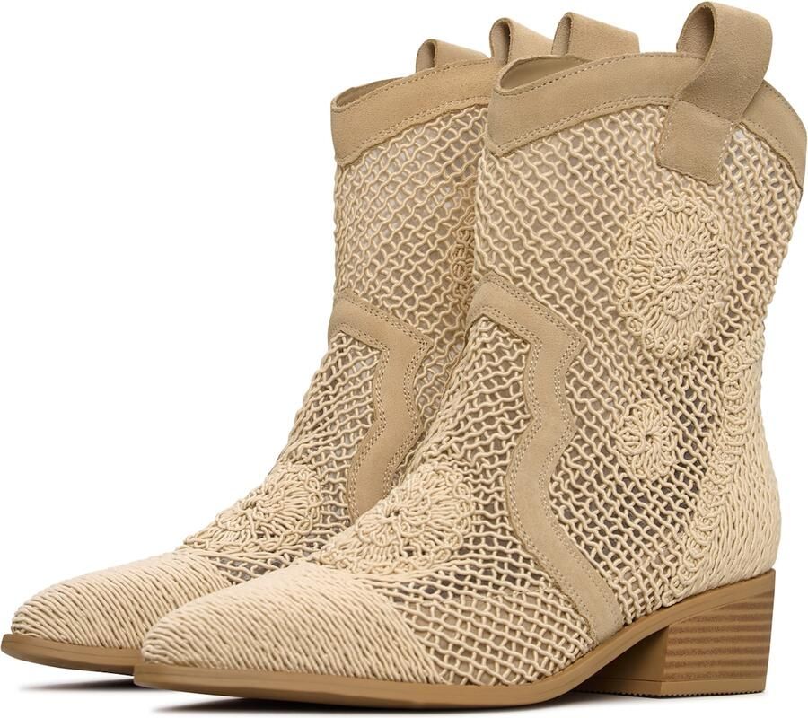 Cesare Gaspari Suede Cowboy Boots Beige - Foto 2