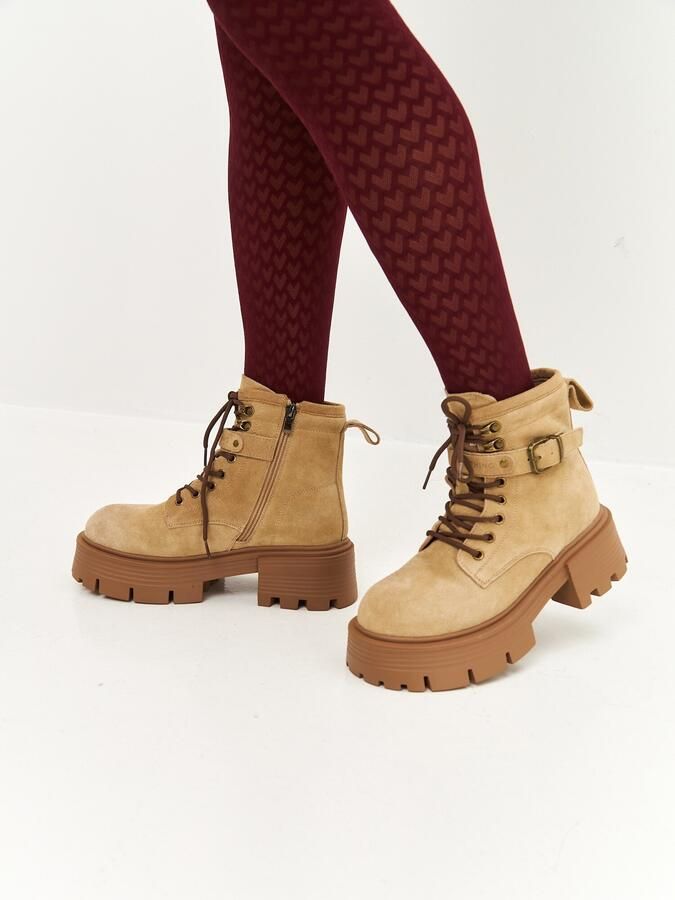 Cesare Gaspari Stijlvolle Platform Enkellaarzen Beige Dames - Foto 5