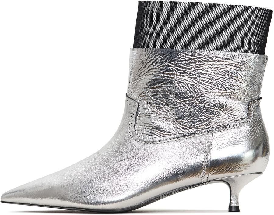 Cesare Gaspari Enkellaarsjes met Kitten Heel Rhodopis Metallic Silver