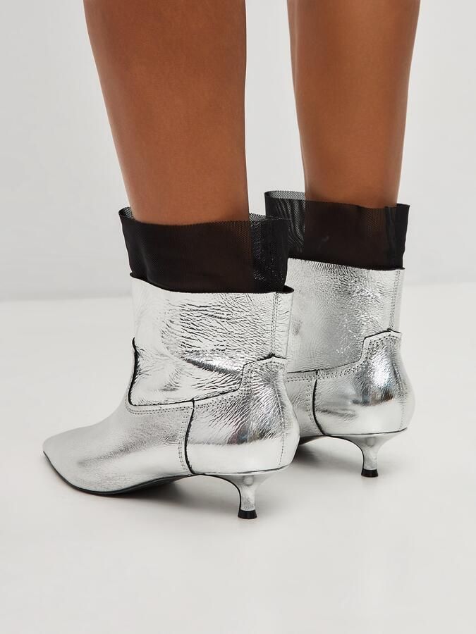 Cesare Gaspari Enkellaarsjes met Kitten Heel Rhodopis Metallic Silver - Foto 4