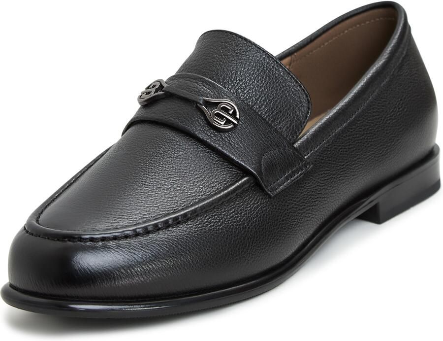 Cesare Gaspari Zwarte leren blokhak loafers