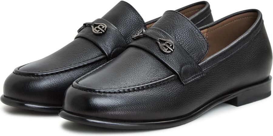 Cesare Gaspari Zwarte leren blokhak loafers - Foto 5