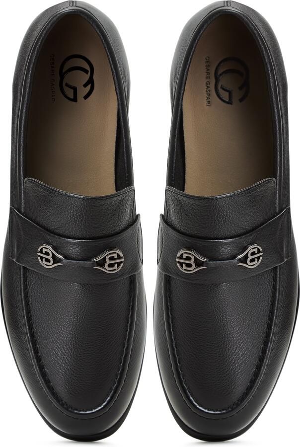 Cesare Gaspari Zwarte leren blokhak loafers - Foto 4