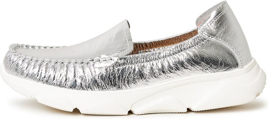 Cesare Gaspari Leren Platform Mocassins Alisa Zilver
