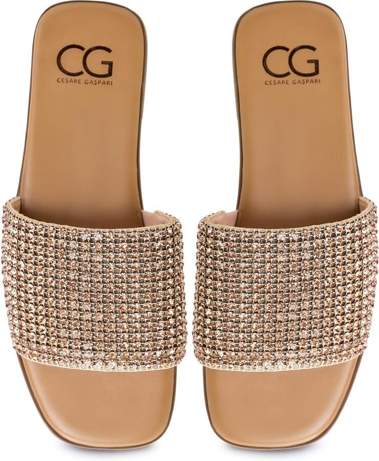 Cesare Gaspari Luxe Platte Zool Pantoffels Goud Yellow Dames - Foto 2