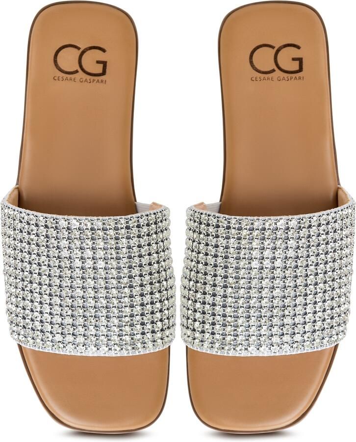 Cesare Gaspari Luxe Platte Zool Pantoffels Zilver Gray Dames - Foto 2
