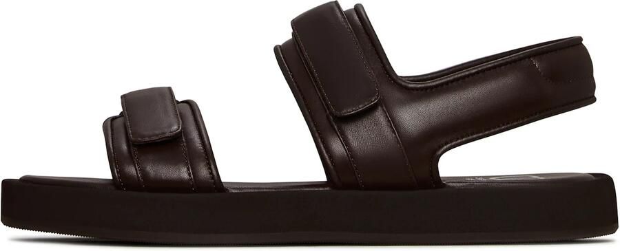 Cesare Gaspari Leren Comfort Velcro Sandalen Donkerbruin