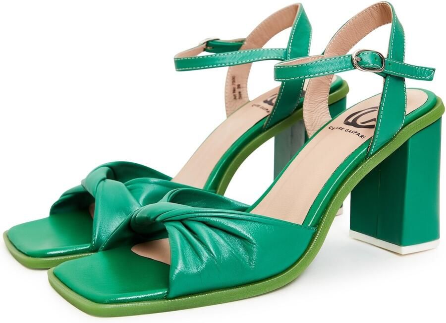 Cesare Gaspari Klassieke Blokhak Sandalen Groen Green Dames - Foto 5