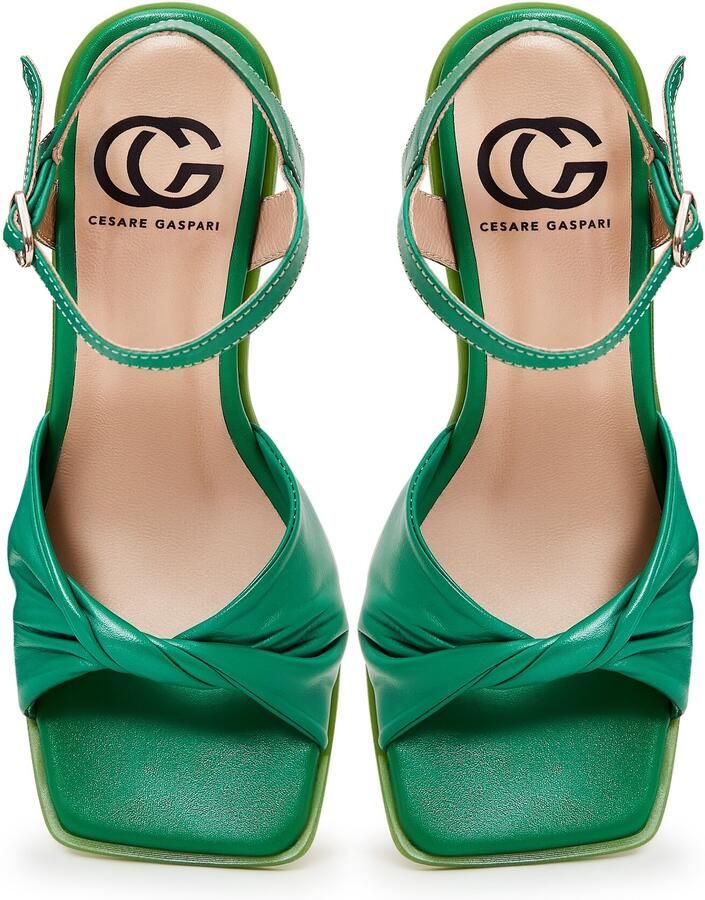 Cesare Gaspari Klassieke Blokhak Sandalen Groen Green Dames - Foto 4
