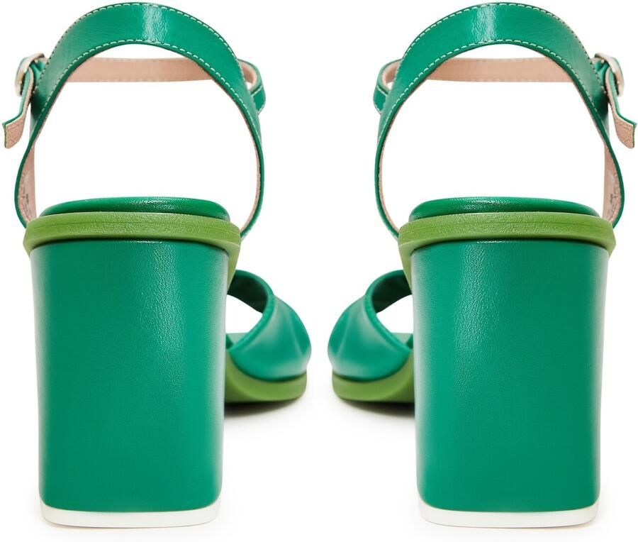Cesare Gaspari Klassieke Blokhak Sandalen Groen Green Dames - Foto 2