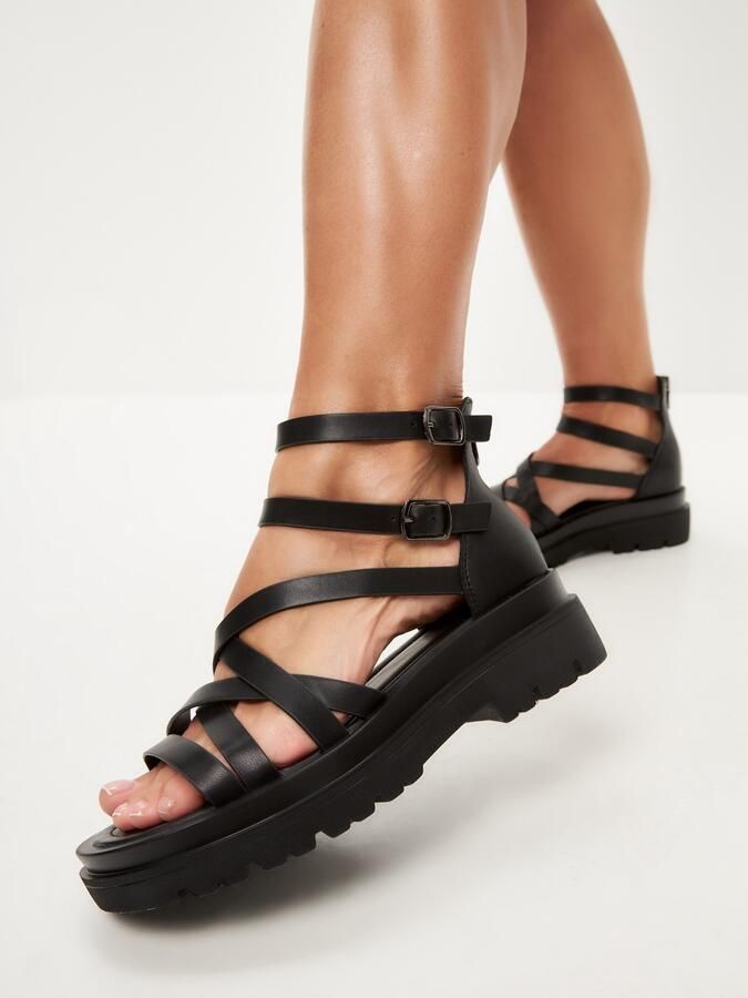 Cesare Gaspari Luxe Platform Sandalen Zwart Black Dames - Foto 3
