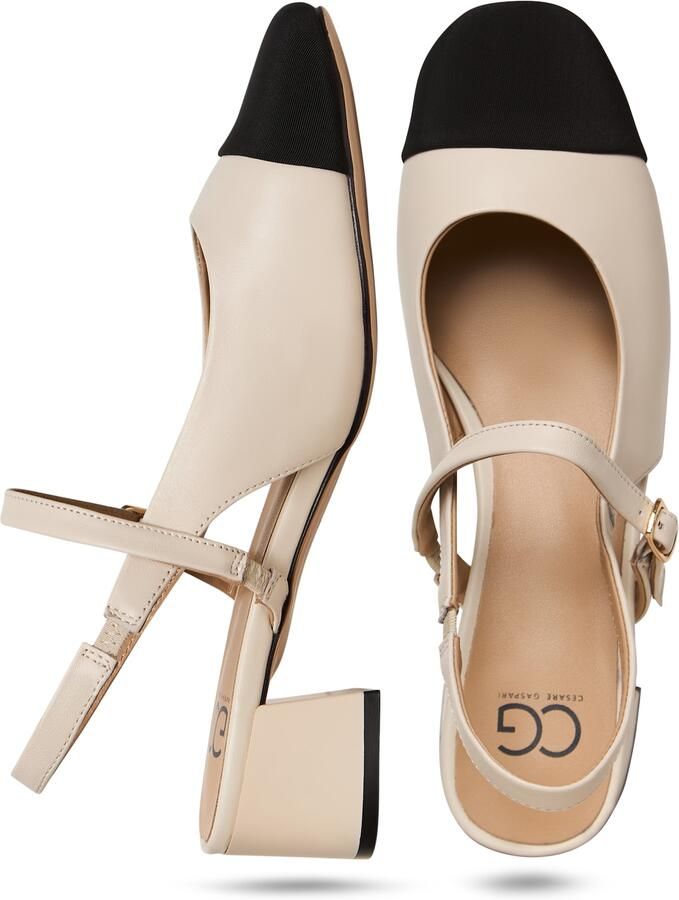 CESARE GASPARI Slingpumps zwart offwhite - Foto 3