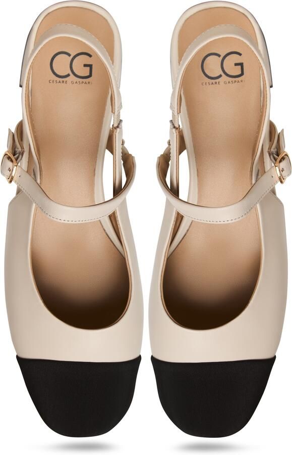 CESARE GASPARI Slingpumps zwart offwhite - Foto 4