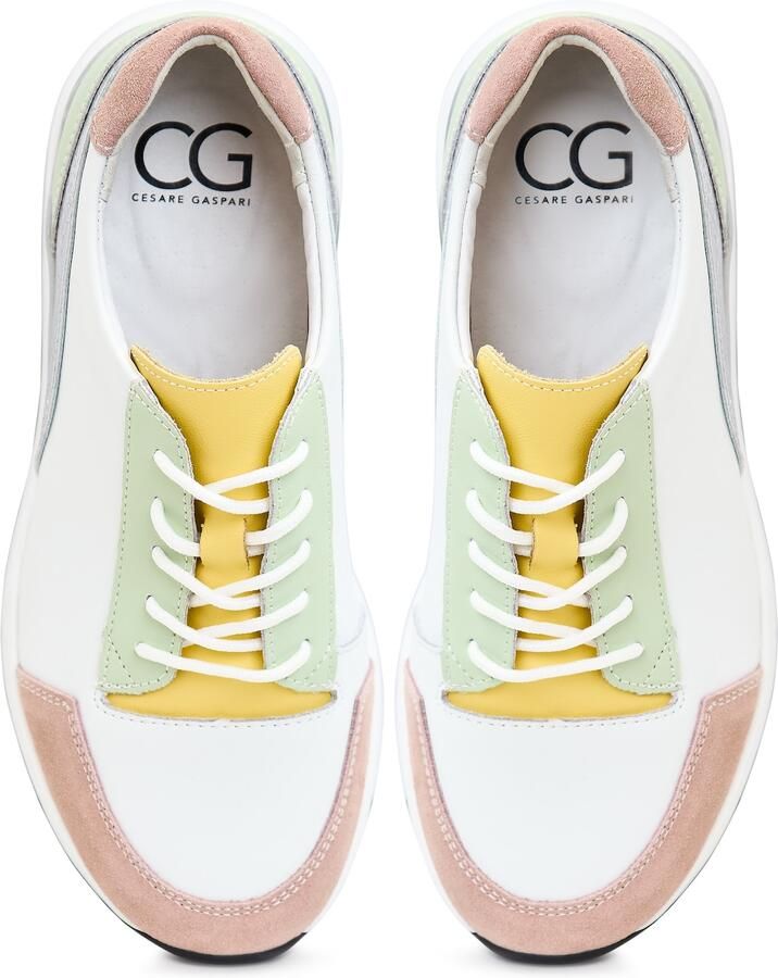 Cesare Gaspari Platform Leren Sneakers Wit Multicolor Dames - Foto 2