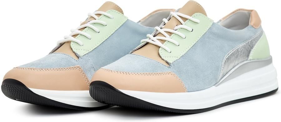 Cesare Gaspari Blauwe Platform Leren Sneakers Multicolor Dames - Foto 4