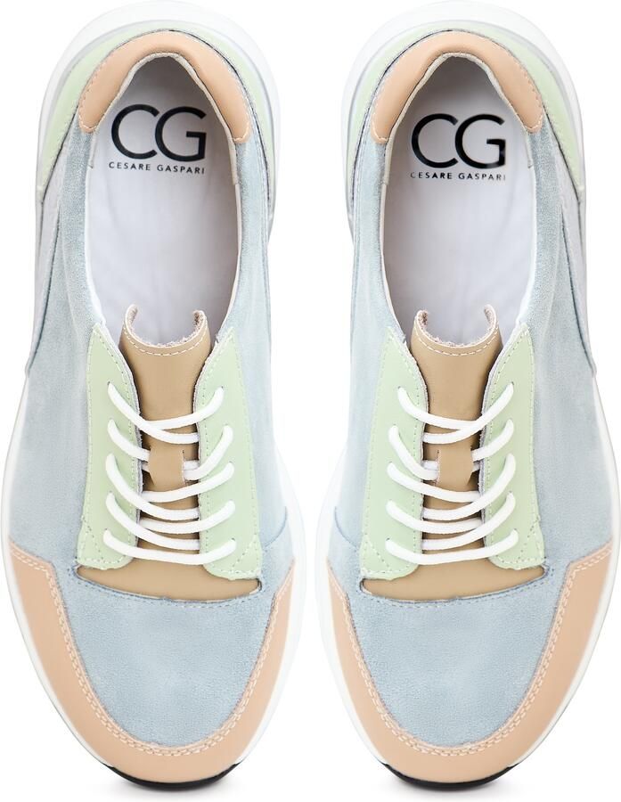 Cesare Gaspari Blauwe Platform Leren Sneakers Multicolor Dames - Foto 2