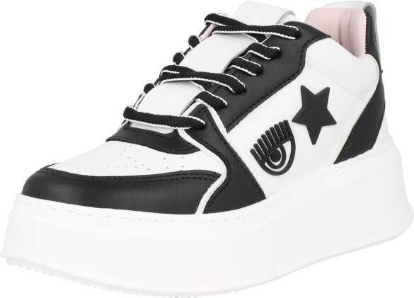 Chiara Ferragni Collection Witte zwarte leren lage school sneakers White Dames - Foto 5