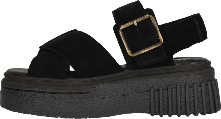 Clarks Zwarte platte sandalen voor vrouwen