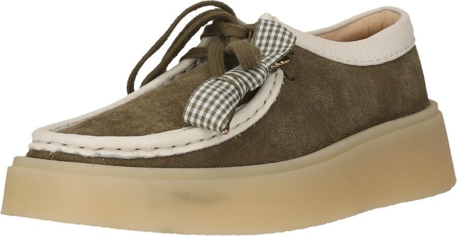 CLARKS Veterschoen 'Torview' crème olijfgroen