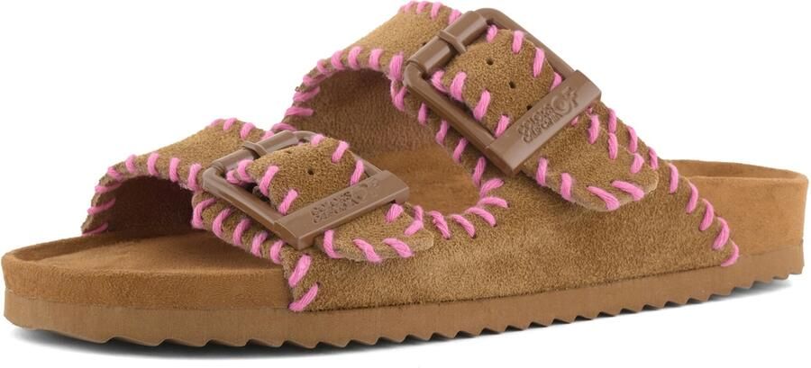 Colors of California HC.BIO301N suède slippers cognac roze